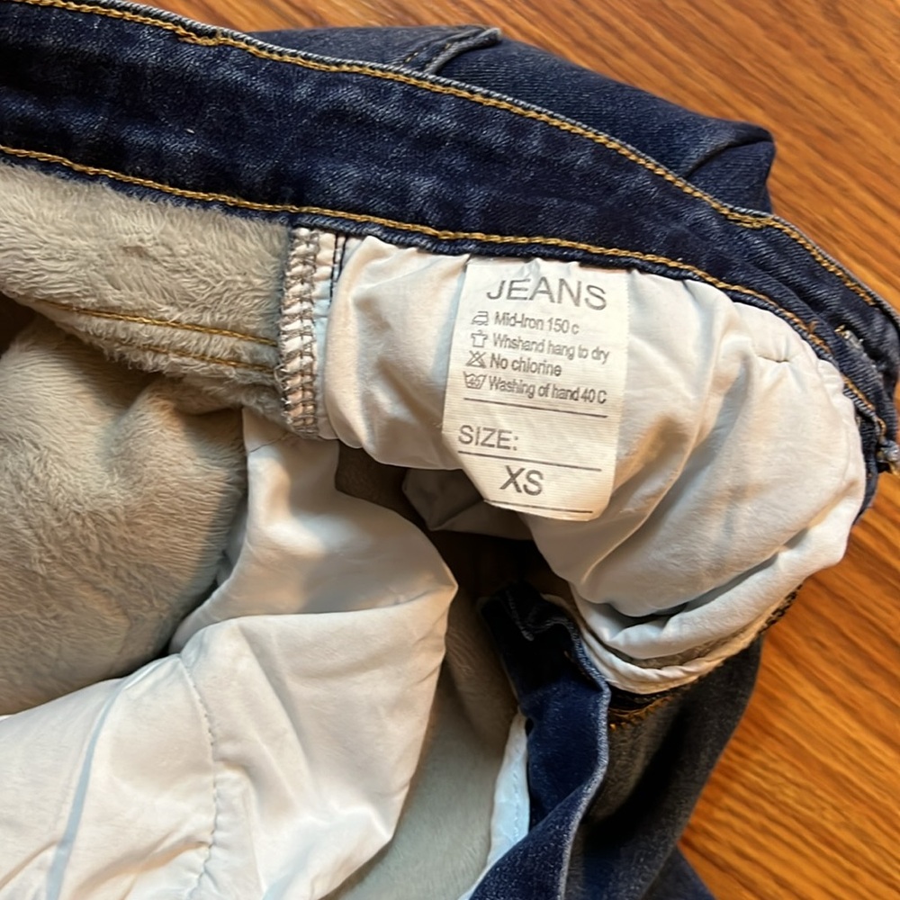 Padded Stretch Blue Women's Jeans Perfect For Cold Weather Size Xs But Can Fit M - Picture 5 of 6